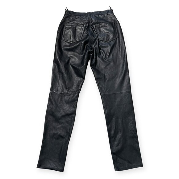 Wilsons Leather Black Pants Size 10 Waist 28" Straight Leg High Waist Lined 90s - Picture 2 of 10